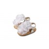 Babywalker Πέδιλο δερμάτινο με Chiffon λουλούδι λευκό 